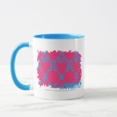 Damask Aqua-Magenta 3 Mok (Links)