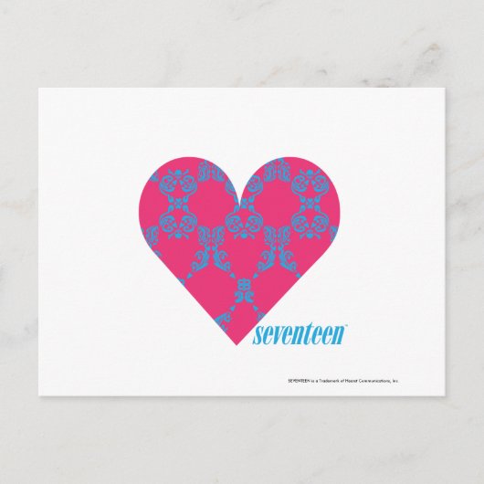 Damask Aqua-Magenta 4 Briefkaart (Voorkant)