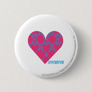 Damask Aqua-Magenta 4 Ronde Button 5,7 Cm