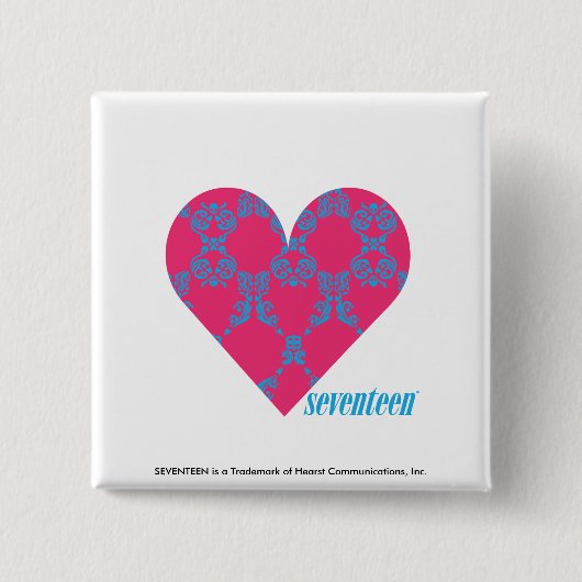 Damask Aqua-Magenta 4 Vierkante Button 5,1 Cm (Voorkant)