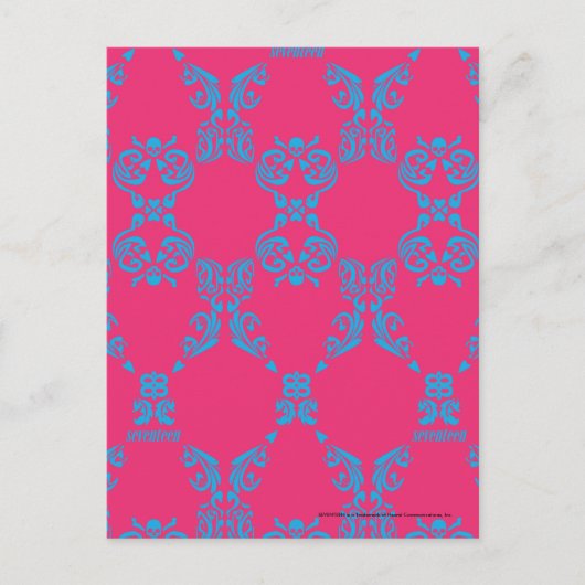 Damask Aqua-Magenta Briefkaart (Voorkant)