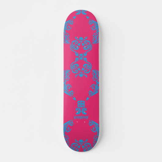 Damask Aqua-Magenta Skateboard (Voorkant)