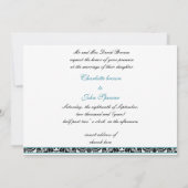 damask aqua mariage invitation monogramme (Dos)