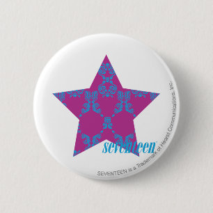 Damask Aqua-Paars 3 Ronde Button 5,7 Cm