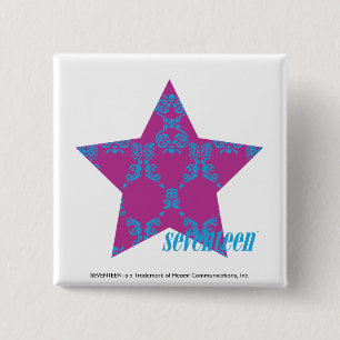 Damask Aqua-Paars 3 Vierkante Button 5,1 Cm