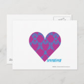 Damask Aqua-Paars 4 Briefkaart (Voorkant / Achterkant)