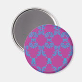 Damask Aqua-Paars Magneet (Voorkant / Achterkant)