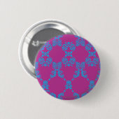 Damask Aqua-Paars Ronde Button 5,7 Cm (Voorkant /achterkant)