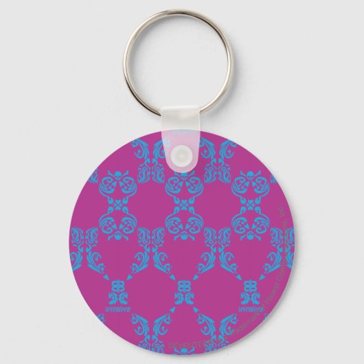 Damask Aqua-Paars Sleutelhanger (Voorkant)