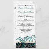 damask aqua programme de mariage (Devant / Derrière)