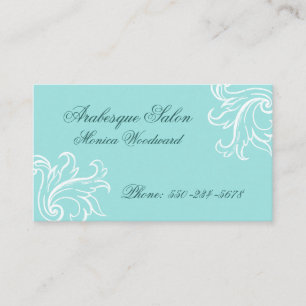 Damask Aqua, Turquoise en Wit Zakelijk Visitekaart Visitekaartje