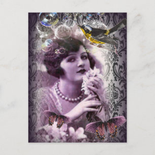  damask art deco gatsby Flapper Girl Briefkaart