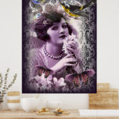  damask art deco gatsby Flapper Girl Poster (Keuken)