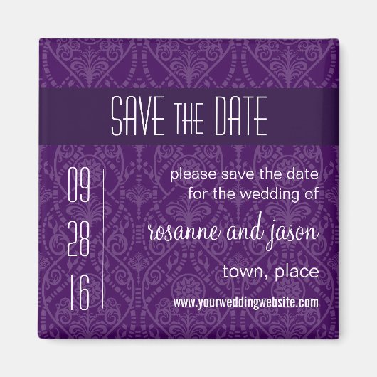 Damask Art Deco Sla de Datummagneet op Magneet (Voorkant)