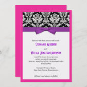 Damask avec cabot violet et Faire-part de mariage  (Devant / Derrière)