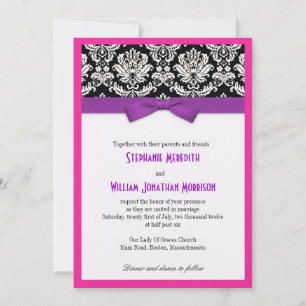Damask avec cabot violet et Faire-part de mariage 