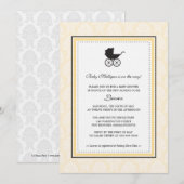 Damask Baby Carriage Baby shower Kaart (Voorkant / Achterkant)