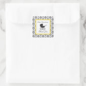  Damask Baby Carriage Baby shower Vierkante Sticker (Tas)