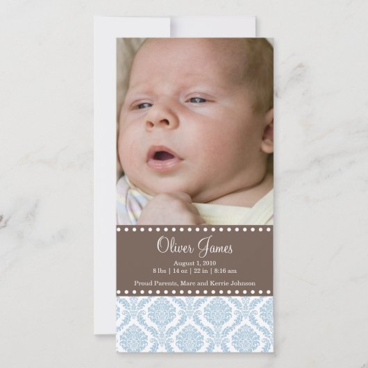 Damask Baby Faire-part Carte photo (Devant)