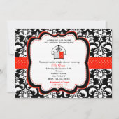 Damask Baby Shower Invitation Monograme Kaart (Voorkant)