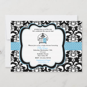 Damask Baby Shower-uitnodigingen Kaart