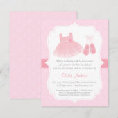 Damask Ballerina Girl Baby Shower Invitations (Devant / Derrière)