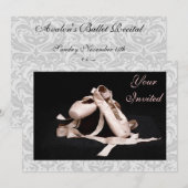 Damask Ballet Shoes Dance Overweging Invitation Kaart (Voorkant / Achterkant)