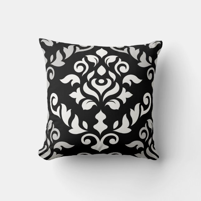 Damask Baroque Design Monochrome Kussen (Voorkant)