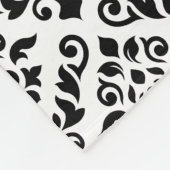 Damask Baroque Pattern Black op White Fleece Deken (Hoek)