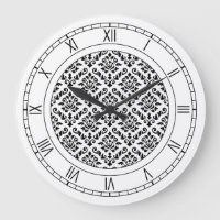 Damask Baroque Pattern Black op White