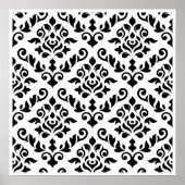 Damask Baroque Pattern Black op White Poster (Voorkant)
