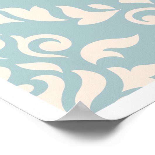 Damask Baroque Pattern Cream on Blue Poster (Hoek)
