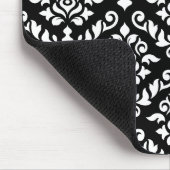 Damask Baroque Pattern White op Black Muismat (Hoek)