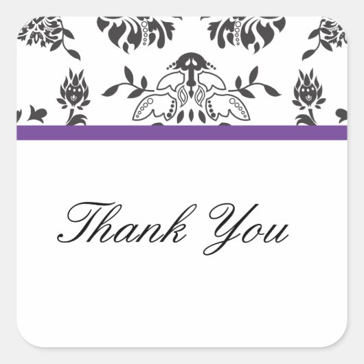 Damask Bedankt Envelope Seal Vierkante Sticker (Voorkant)