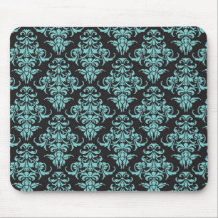 Damask behangpapier blauw gaffelkiekje muismat
