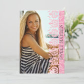 Damask bekijk foto-uitnodiging kaart (Staand voorkant)