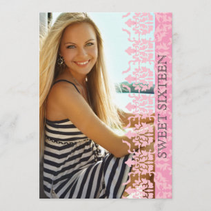 Damask bekijk foto-uitnodiging kaart