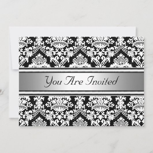 Damask Birthday Party Invitation (Devant)