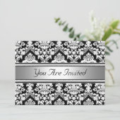 Damask Birthday Party Invitation (Debout devant)