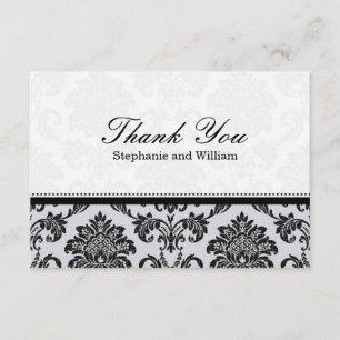 Damask Black and White Weddenschap Hartelijk dank Bedankkaart