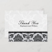 Damask Black and White Weddenschap Hartelijk dank Bedankkaart (Voorkant / Achterkant)