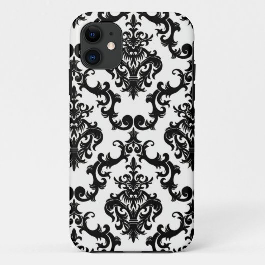 Damask Black en White iPhone 5 Hoesje (Achterkant)