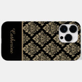 Damask Black Gold Swirl Gepersonaliseerde naam Case-Mate iPhone Case (Achterkant (horizontaal))
