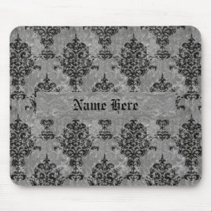 Damask Black op Faux Grey Stone Muismat