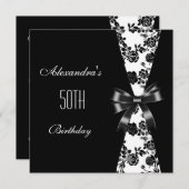 Damask Black White 50e anniversaire Invitation Flo (Devant / Derrière)