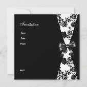Damask Black White 50e anniversaire Invitation Flo (Dos)