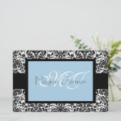 Damask Black & White Briefpapier (Staand voorkant)