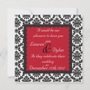 Damask Black & White Formal Wedding/Uitnodiging Kaart
