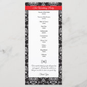 Damask Black White Red Stripe Wedding Program Programma (Achterkant)