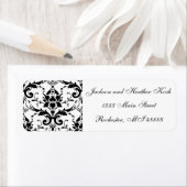 Damask Black White Wedding Formal - Retouradres Etiket (Insitu)
